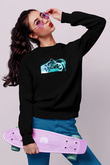 Unisex TRON Legacy Baskılı Siyah Sweatshirt