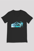 Unisex TRON Legacy Baskılı Siyah V Yaka Tişört
