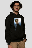 Unisex Uçuş (Flight) Baskılı Siyah Kapüşonlu Sweatshirt