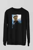 Unisex Uçuş (Flight) Baskılı Siyah Sweatshirt