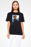 Unisex Uçuş (Flight) Baskılı Siyah T-shirt