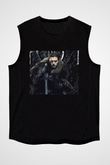 Unisex Unisex Game of Thrones Baskılı Siyah Kolsuz T-shirt