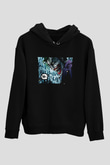Unisex Unisex Joker Baskılı Siyah Kapüşonlu Sweatshirt