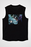Unisex Unisex Joker Baskılı Siyah Kolsuz T-shirt