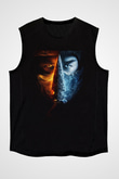 Unisex Unisex Mortal Kombat Baskılı Siyah Kolsuz Tişört