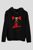 Unisex V for Vendetta Baskılı Siyah Kapüşonlu Sweatshirt