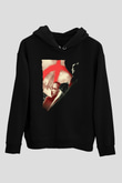 Unisex V for Vendetta Baskılı Siyah Kapüşonlu Sweatshirt
