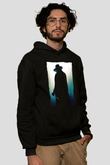 Unisex V for Vendetta Baskılı Siyah Kapüşonlu Sweatshirt