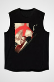 Unisex V for Vendetta Baskılı Siyah Kolsuz T-shirt