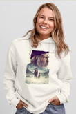 Unisex Vahşetin Çağrısı (The Call of the Wild) Baskılı Beyaz Kapüşonlu Sweatshirt