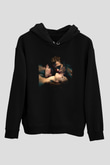 Unisex Vampir Günlükleri (The Vampire Diaries) Baskılı Siyah Kapüşonlu Sweatshirt