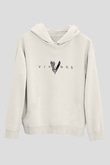 Unisex Vikings Baskılı Beyaz Kapüşonlu Sweatshirt