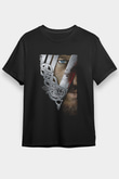 Unisex Vikings Baskılı Siyah Tshirt