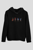 Unisex Warcraft Baskılı Siyah Kapüşonlu Sweatshirt