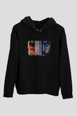 Unisex Warcraft Baskılı Siyah Kapüşonlu Sweatshirt