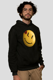 Unisex Watchmen Baskılı Siyah Kapüşonlu Sweatshirt