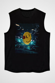Unisex Watchmen Baskılı Siyah Kolsuz Tişört