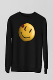 Unisex Watchmen Baskılı Siyah Sweatshirt
