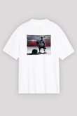 Unisex Westworld Baskılı Beyaz Oversize Tişört