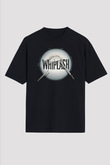 Unisex Whiplash Baskılı Siyah Oversize Tshirt