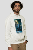 Unisex Yağmur Altında (Singin' in the Rain) Baskılı Beyaz Kapüşonlu Sweatshirt