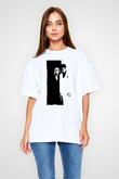 Unisex Yaralı Yüz (Scarface) Baskılı Beyaz Oversize Oversize T-shirt