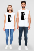 Unisex Yaralı Yüz (Scarface) Baskılı Beyaz Kolsuz Tshirt