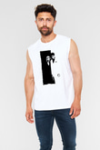 Unisex Yaralı Yüz (Scarface) Baskılı Beyaz Kolsuz Tshirt