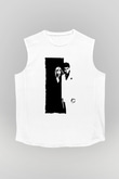 Unisex Yaralı Yüz (Scarface) Baskılı Beyaz Kolsuz Tshirt