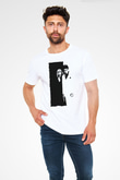 Unisex Yaralı Yüz (Scarface) Baskılı Beyaz Tshirt
