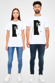 Unisex Yaralı Yüz (Scarface) Baskılı Beyaz Tshirt