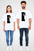 Unisex Yaralı Yüz (Scarface) Baskılı Beyaz Oversize Oversize T-shirt