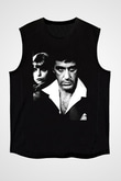 Unisex Yaralı Yüz (Scarface) Baskılı Siyah Kolsuz Tişört