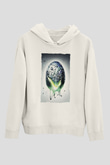 Unisex Yaratık - Alien Baskılı Beyaz Kapüşonlu Sweatshirt