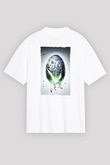 Unisex Yaratık - Alien Baskılı Beyaz Oversize Oversize T-shirt