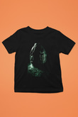 Unisex Yaratık (Alien) Baskılı Siyah Çocuk Unisex Tshirt