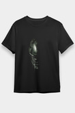 Unisex Yaratık (Alien) Baskılı Siyah Unisex Tişört