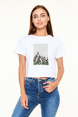 Unisex Yedi Samuray (Seven Samurai) Baskılı Beyaz Crop Top Tişört