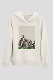 Unisex Yedi Samuray (Seven Samurai) Baskılı Beyaz Kapüşonlu Sweatshirt