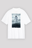 Unisex Yıldızlararası (Interstellar) Baskılı Beyaz Oversize Tişört