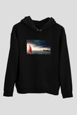 Unisex Yıldızlararası (Interstellar) Baskılı Siyah Unisex Kapüşonlu Sweatshirt