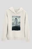 Unisex Yıldızlararası (Interstellar) Baskılı Beyaz Kapüşonlu Sweatshirt