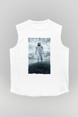 Unisex Yıldızlararası (Interstellar) Baskılı Beyaz Kolsuz Tişört