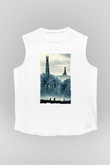 Unisex Yüzüklerin Efendisi İki Kule (The Lord of the Rings The Two Towers) Baskılı Beyaz Kolsuz Tshirt