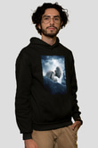 Unisex Yüzüklerin Efendisi İki Kule (The Lord of the Rings The Two Towers) Baskılı Siyah Kapüşonlu Sweatshirt