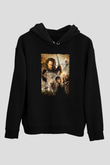 Unisex Yüzüklerin Efendisi Kralın Dönüşü (The Lord of the Rings The Return of the King) Baskılı Siyah Kapüşonlu Sweatshirt