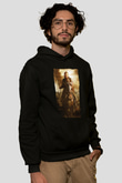 Unisex Yüzüklerin Efendisi Kralın Dönüşü (The Lord of the Rings The Return of the King) Baskılı Siyah Kapüşonlu Sweatshirt