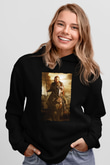 Unisex Yüzüklerin Efendisi Kralın Dönüşü (The Lord of the Rings The Return of the King) Baskılı Siyah Kapüşonlu Sweatshirt