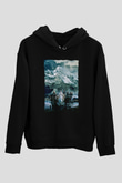 Unisex Yüzüklerin Efendisi Kralın Dönüşü (The Lord of the Rings The Return of the King) Baskılı Siyah Unisex Kapüşonlu Sweatshirt