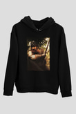 Unisex Yüzüklerin Efendisi Yüzük Kardeşliği (The Lord of the Rings The Fellowship of the Ring) Baskılı Siyah Kapüşonlu Sweatshirt